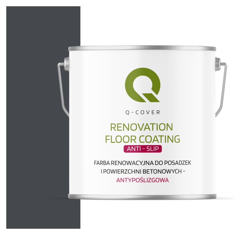 Farba Antypoślizgowa do Posadzek i Powierzchni Betonowych Renowacyjna Q-Cover Grafitowy RAL7024 5L
