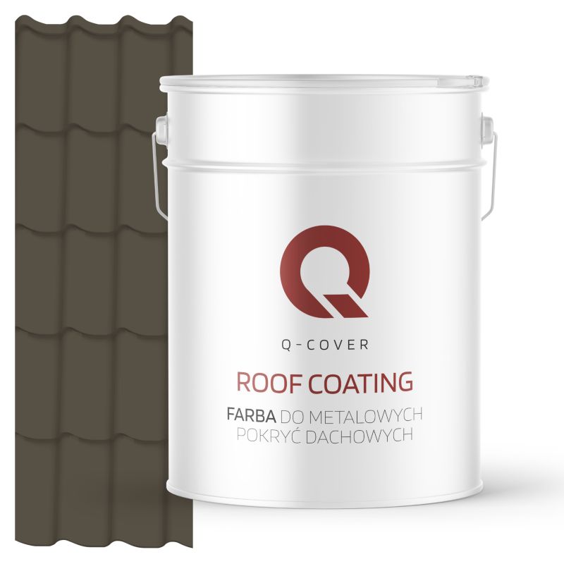 Farba do Metalowych Pokryć Dachowych Q-Cover Szaro-brązowy RAL7013 Mat 10L