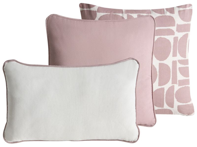 Zestaw 3 poduszek dekoracyjnych Pentace Bawełna 30 x 50 cm 45 x 45 cm Różowy Wzór kwiatowy 1 kpl