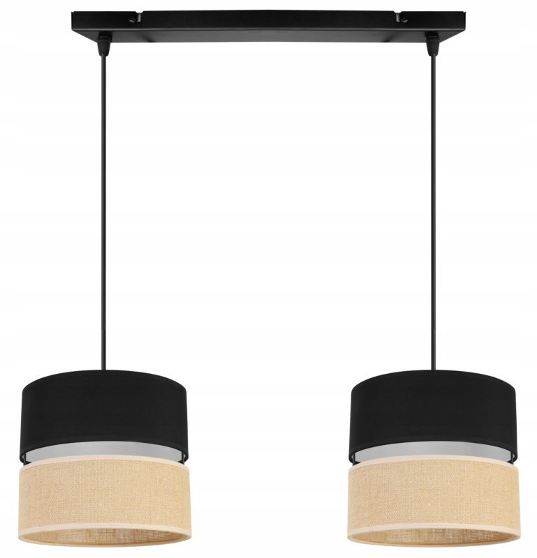 Lampa sufitowa wisząca Light Home LH Juta 2x E27 60W abażur 20cm tkanina czarny 1szt.