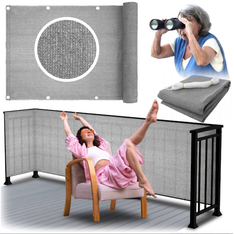 Osłona Balkonowa GoGarden Jasnoszara Pe 0,8x5m Wodoodporna Uv 1 szt