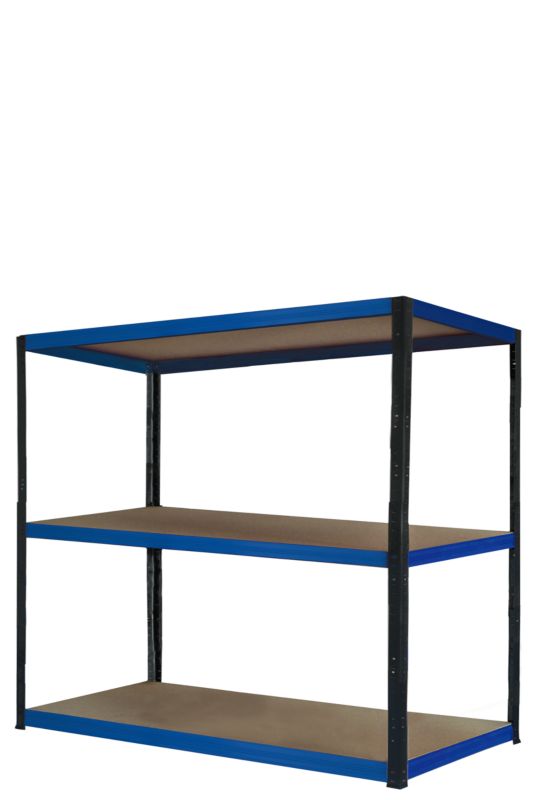 Regał magazynowy garażowy metalowy MODO24 grafitowo-niebieski helios 106x150x35cm 3 półki po 275 kg 1 szt.