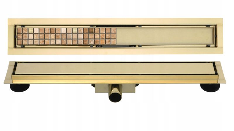 Odpływ liniowy podłogowy Estiva JUST LINE RD GOLDEN 700 mm złoty ruszt dwustronny 2w1 pod płytkę 1 szt.