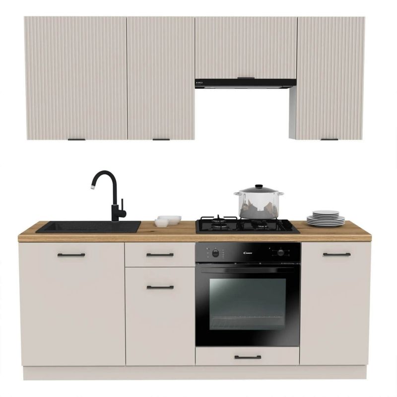 Meble Mebel Elite MODERN Kuchenne Zestaw Mebli Na Wymiar Modułowe Ryflowane Kaszmir 200 1 szt