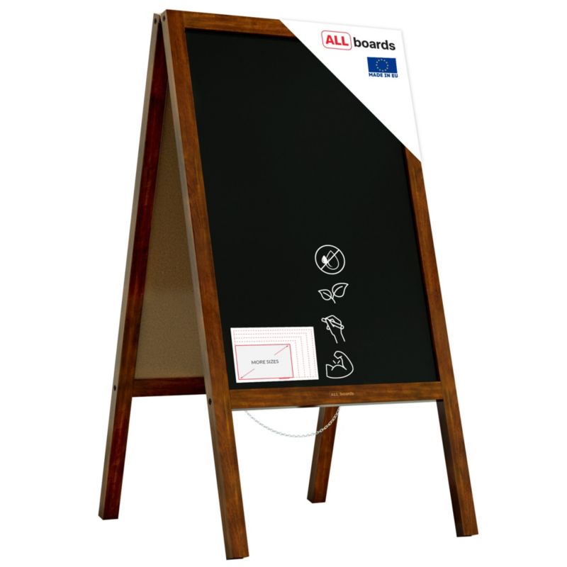 Potykacz stojak kredowy 150x61 cm ALLboards rama klasyczny brąz 1 szt.