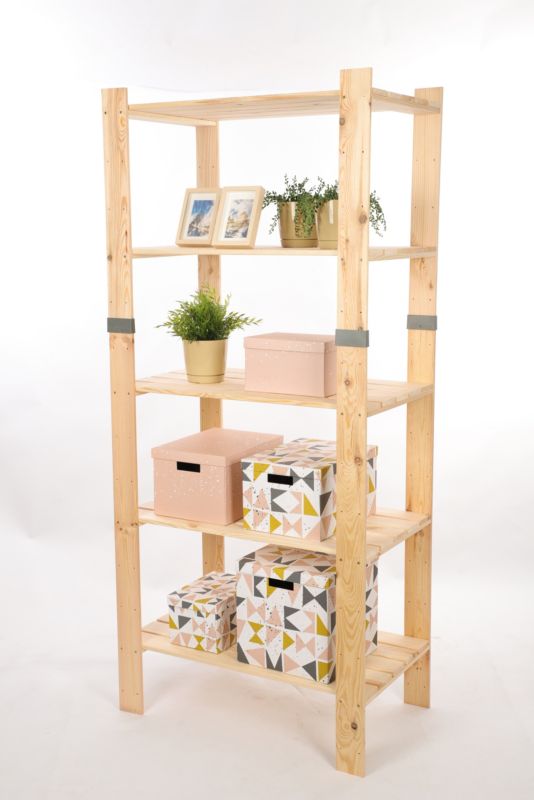 Regał drewniany MODO24 sosnowy naturalne drewno 179x80x50 cm 5 półek 1 szt.