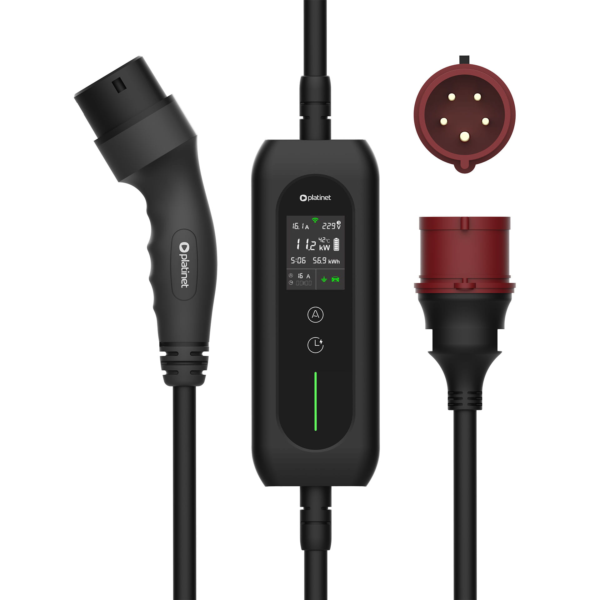 PLATINET Mobilna Stacja ładowania 46233 TYPE2 32A 22KW CEE 5M LCD WIFI TUYA BLACK EV_PPCW5M22 - Henryx24