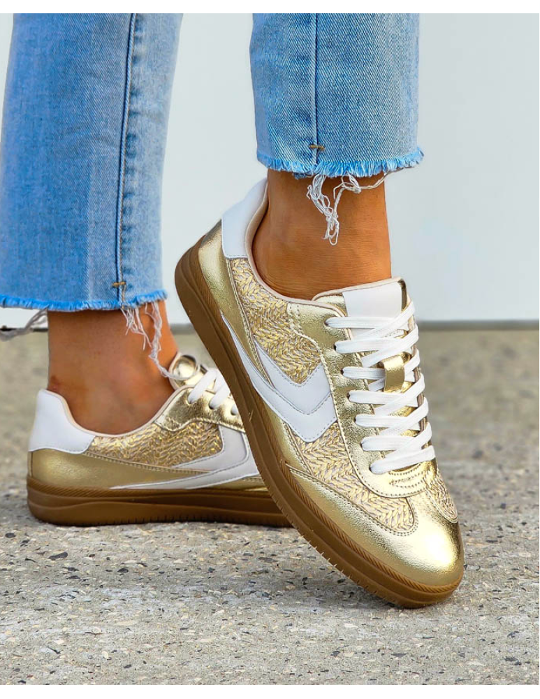 Premium Buty Sportowe Ze Skóry Naturalnej Sambies Złote