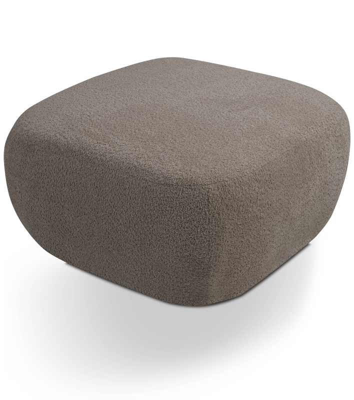 Okrągła pufa do siedzenia brązowa OMERO tkanina baranek