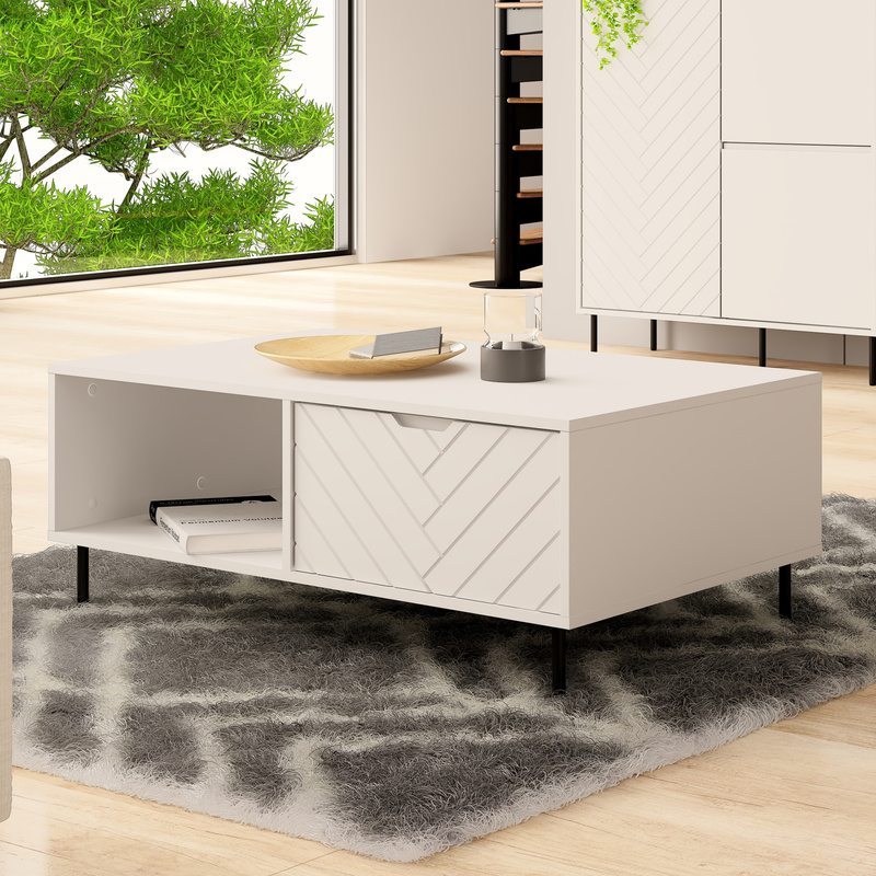 Prostokątny stolik kawowy do salonu 104 cm MIVIO biały