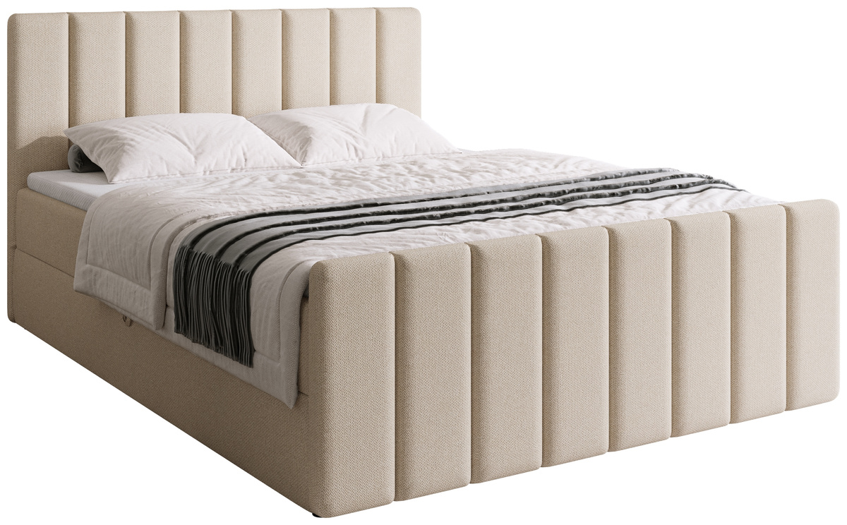 Łóżko kontynentalne 160x200 cm z pojemnikiem DENVER DUO beż