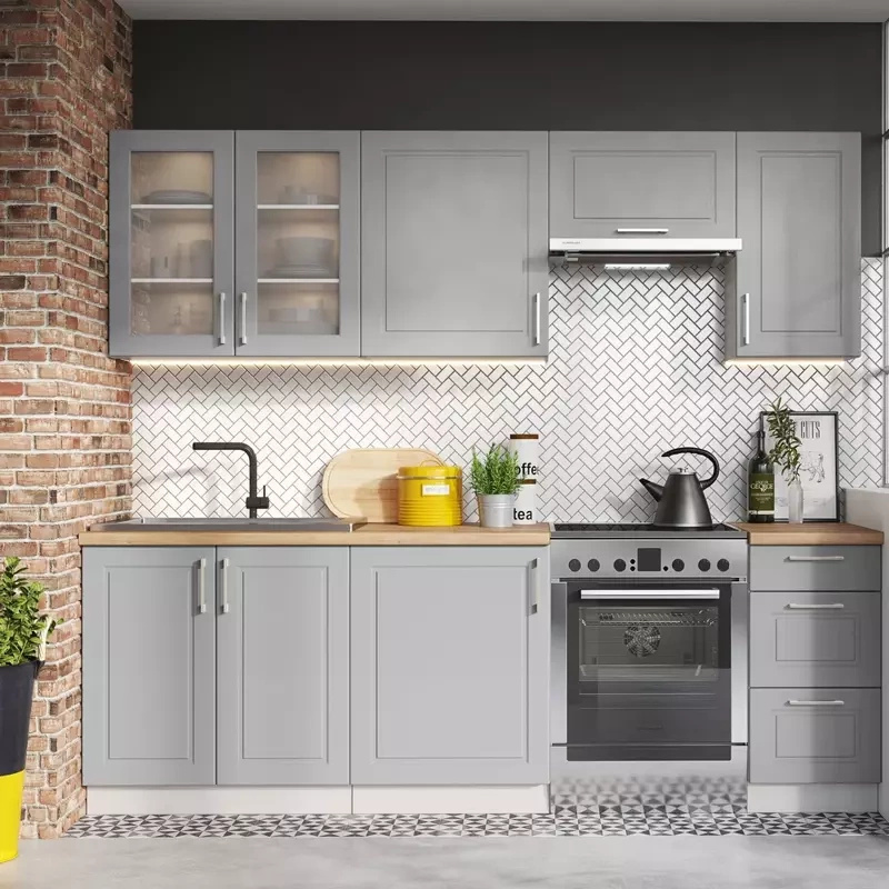 Zestaw szarych mebli kuchennych NATALIA
