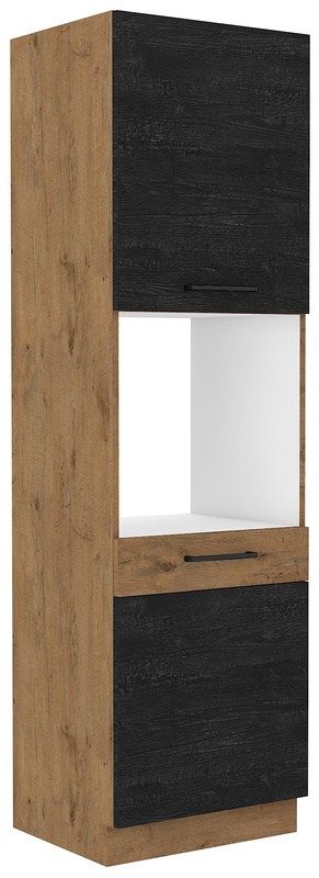 Kuchenny słupek z półkami do zabudowy piekarnika 60 cm VIKI ciemne drewno