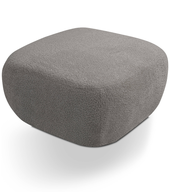 Okrągła pufa do siedzenia grafitowa OMERO tkanina baranek