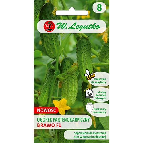 1 szt, Ogórek gruntowy konserwowy pod osłony Brawo F1 - Nasiona: Ilość w opakowaniu: 2 g