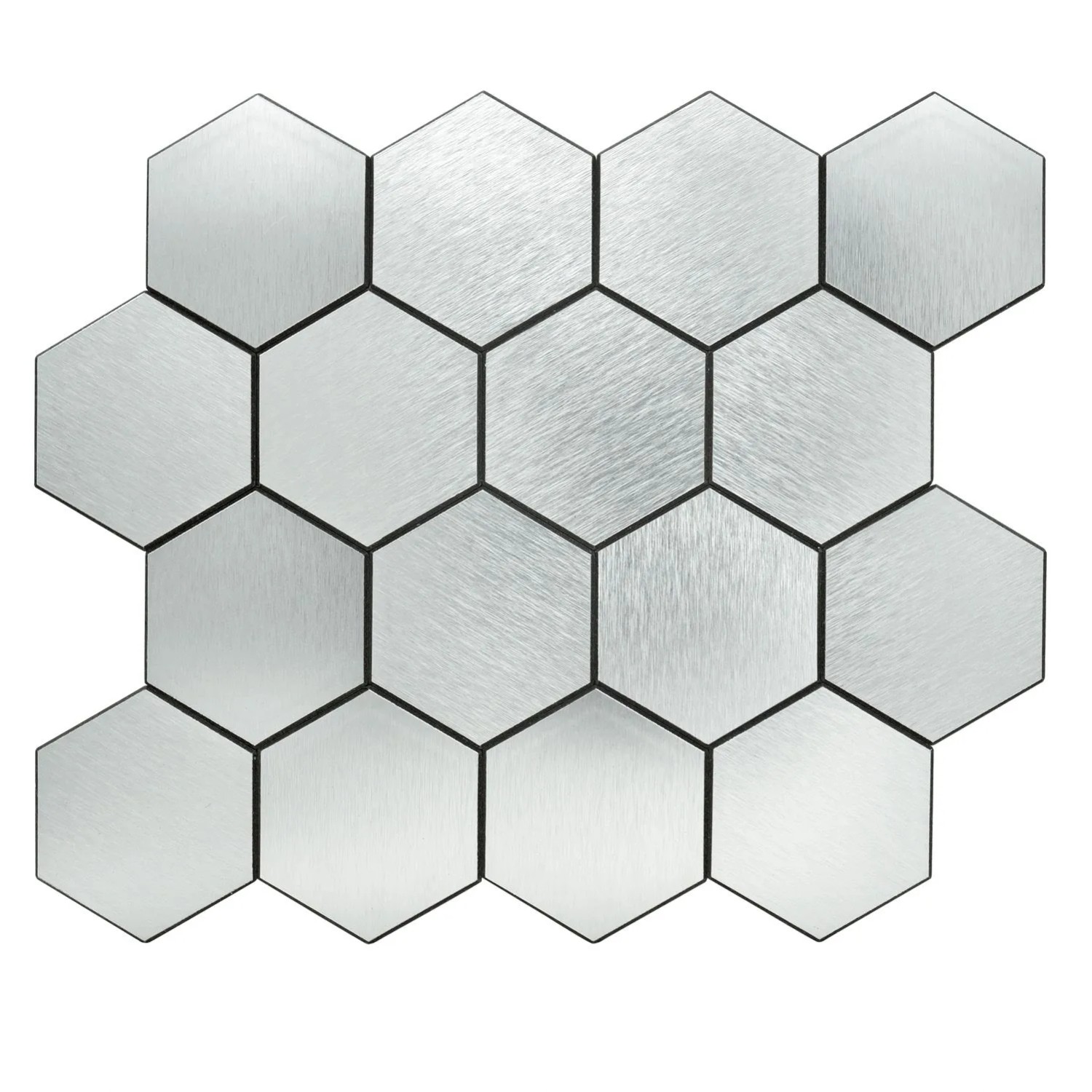 Mozaika ścienna samoprzylepna hexagon XL Srebro 25,5x29,2