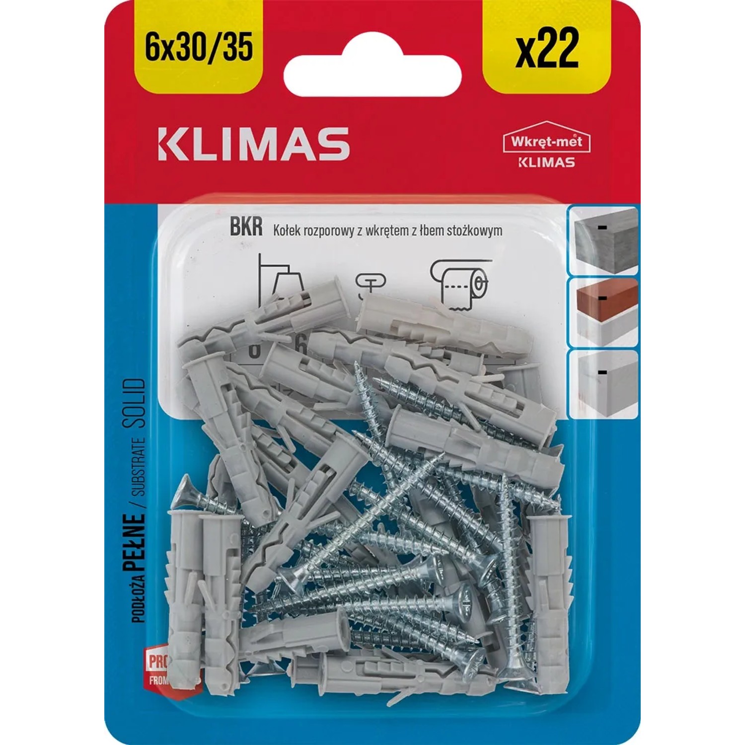 Wkręt-met Kołek rozporowy z łbem stożkowym 6 mm x 35 mm