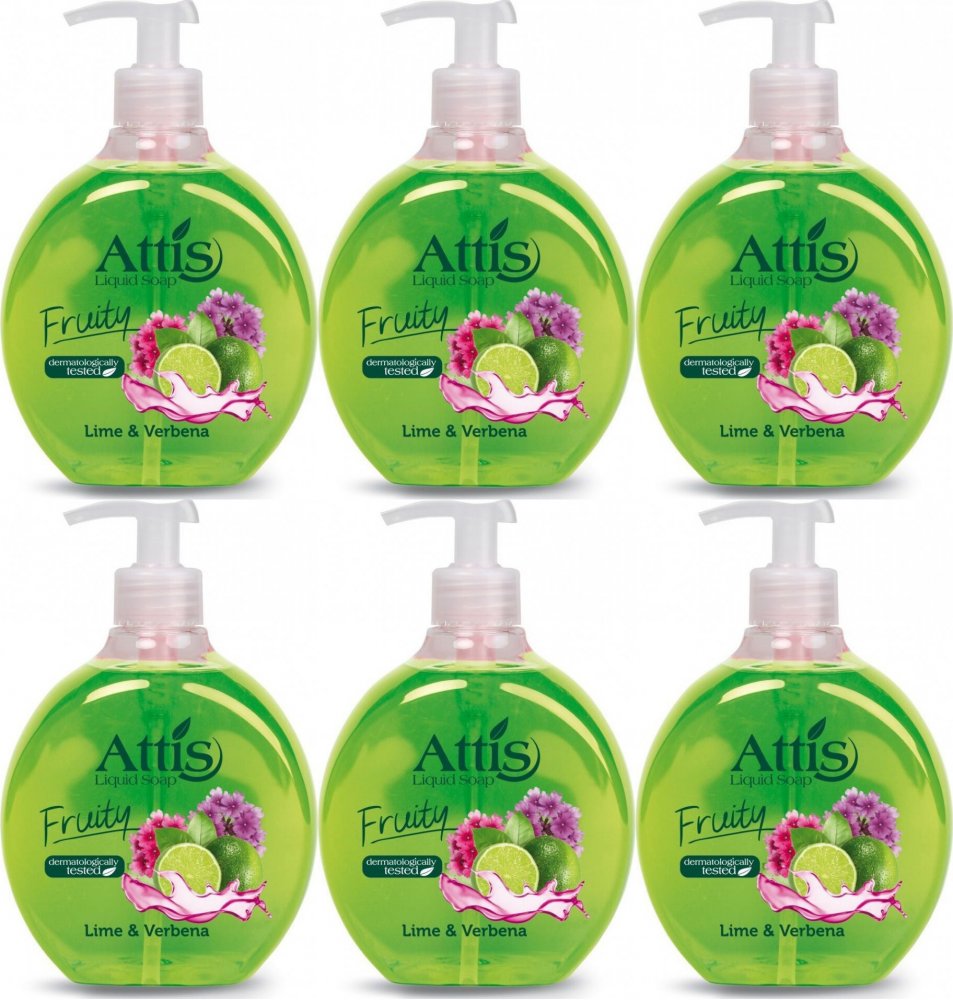 6x Mydło w płynie Attis Fruit Gold Drop, lime&verbena, 500ml