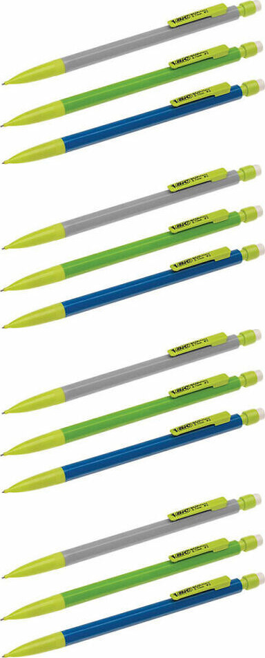 12x Ołówek automatyczny Bic ECOlution Matic Classic, 0.7mm, HB, z gumką, mix kolorów