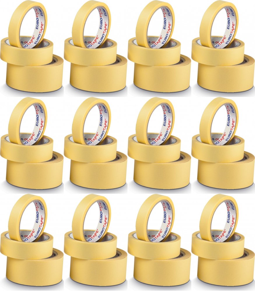 12x Taśma maskująca Dalpo, Euro Tape, 38mm x 33m, żółty