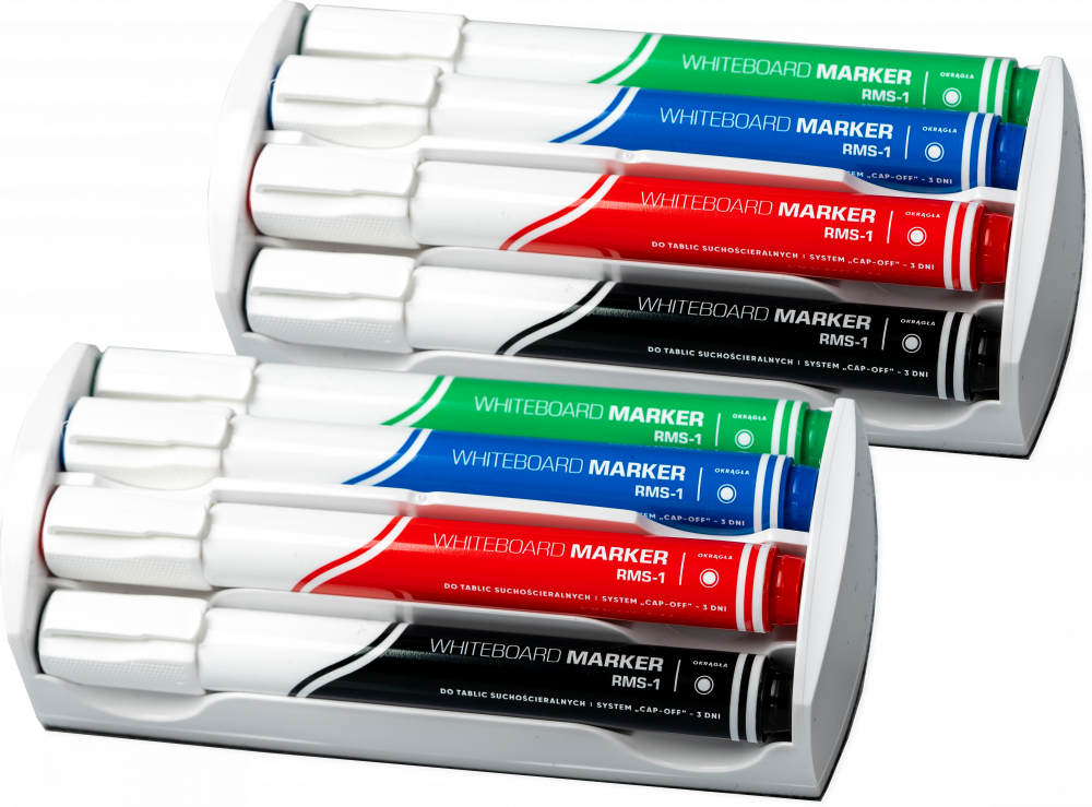 2x Marker suchościeralny Rystor RMS-1, okrągła, 3mm, 4 sztuki, mix kolorów + gąbka magnetyczna