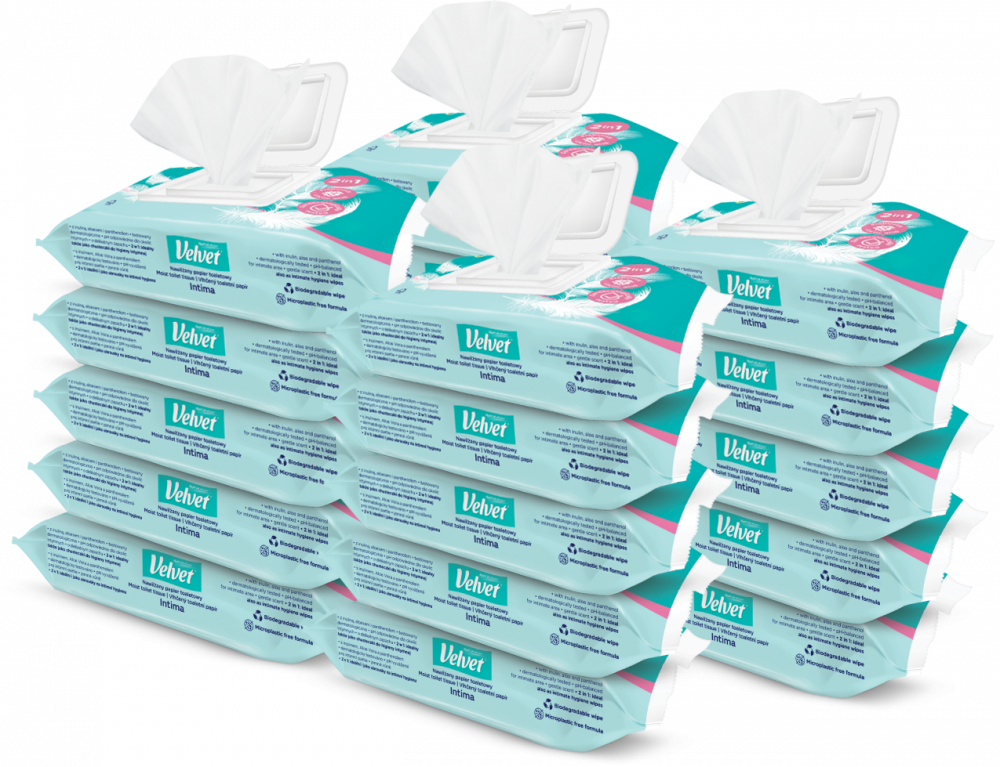 20x Papier nawilżany Velvet Intima, 48 sztuk