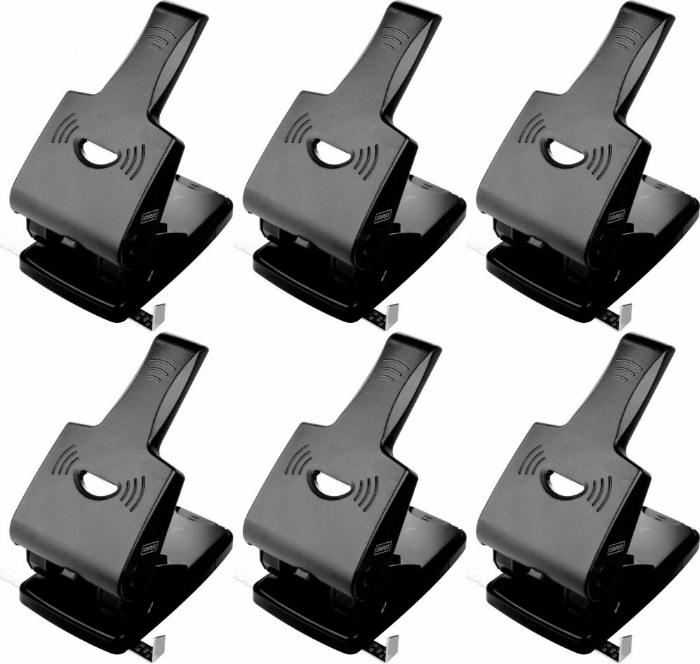6x Dziurkacz D.Rect 0415, do 65 kartek, czarny