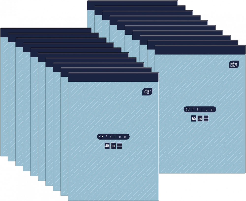 20x Blok biurowy w linie Interdruk, A5, 100 kartek, mix wzorów