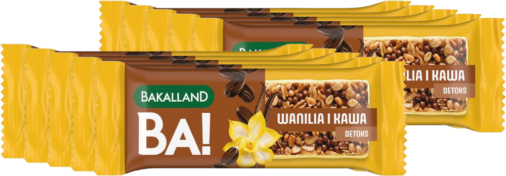 10x Baton zbożowy Bakalland BA! Detox, wanilia i kawa, 38g