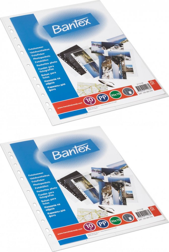 2x Koszulki krystaliczne Bantex, na 8 zdjęć 10x15cm, 10 sztuk, transparentny