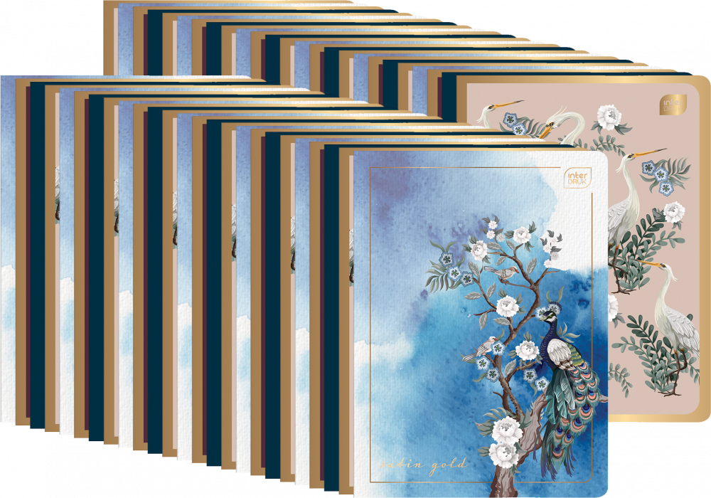 50x Zeszyt w kratkę Interdruk Metallic Satin Gold, A5, 60 kartek, mix wzorów