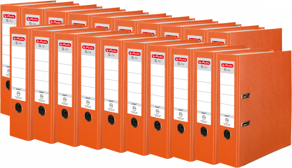 20x Segregator A4 Herlitz Q.file, 80mm, pomarańczowy