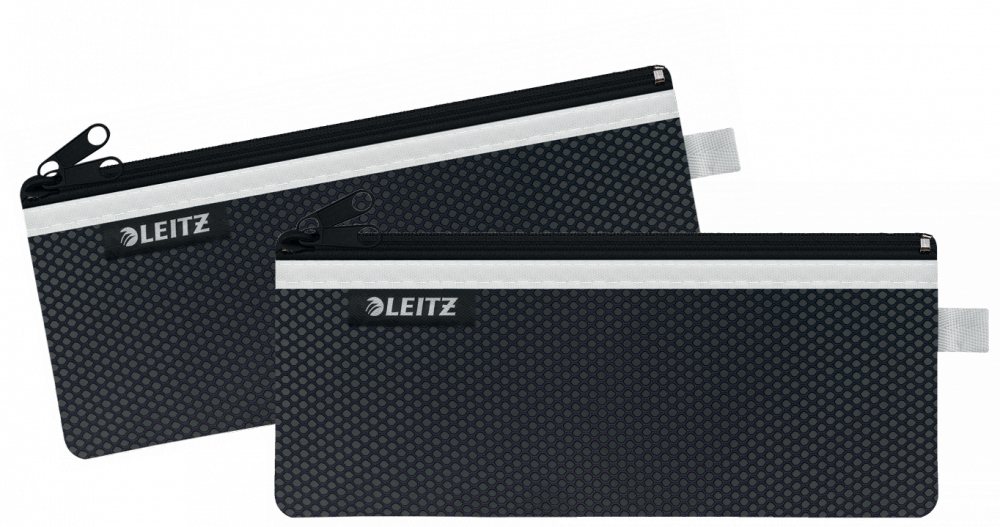 2x Koszulka/saszetka z suwakiem Leitz Wow, 2 przegródki, rozmiar M, czarny