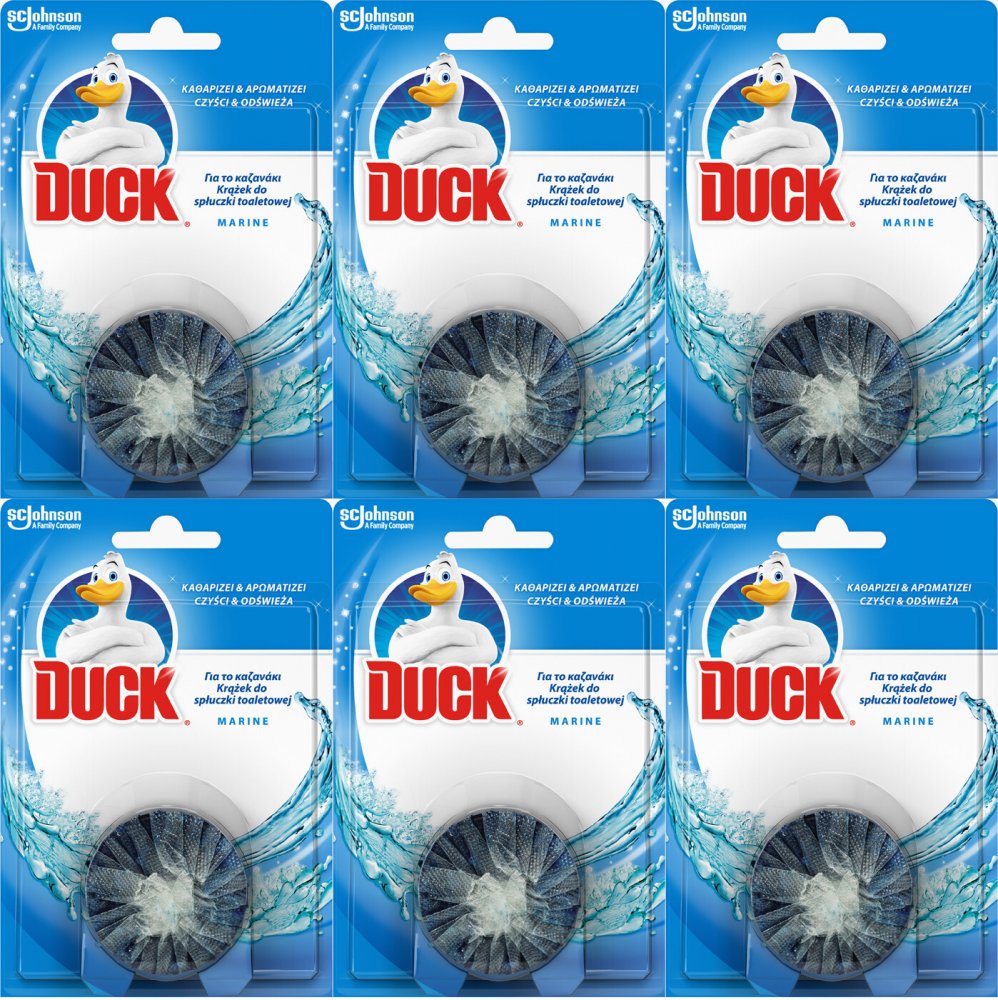 6x Krążek do spłuczki toaletowej Duck 3w1, morski, 50g