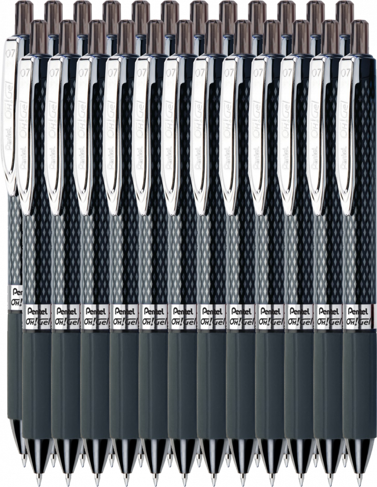 24x Długopis żelowy automatyczny Pentel, OH! Gel K497, 0.7mm, czarny