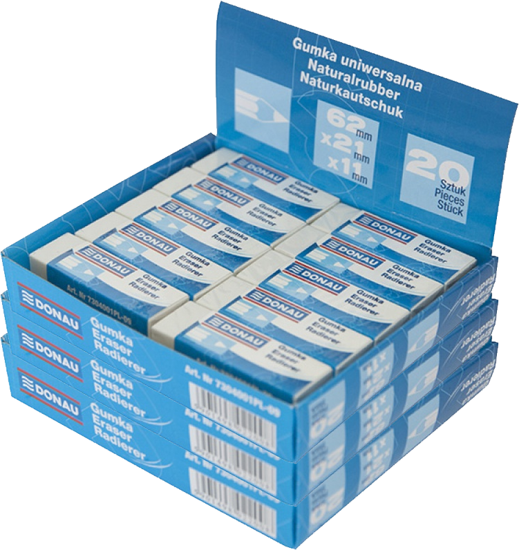 60x Gumka uniwersalna Donau, 62x21x11mm, biały