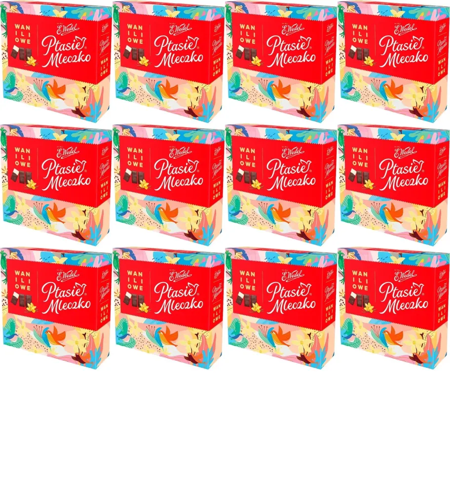 12x Ptasie Mleczko Wedel, waniliowy, 340g