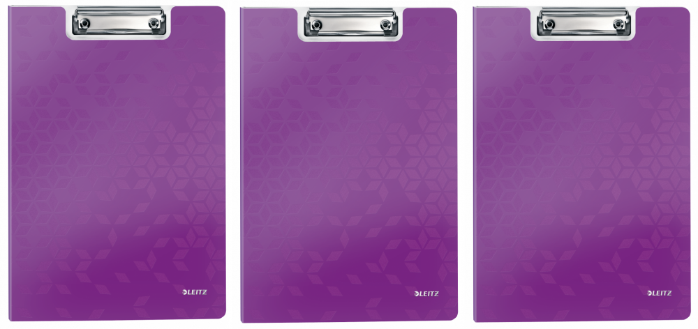 3x Clipboard Leitz Wow, z okładką, A4, fioletowy