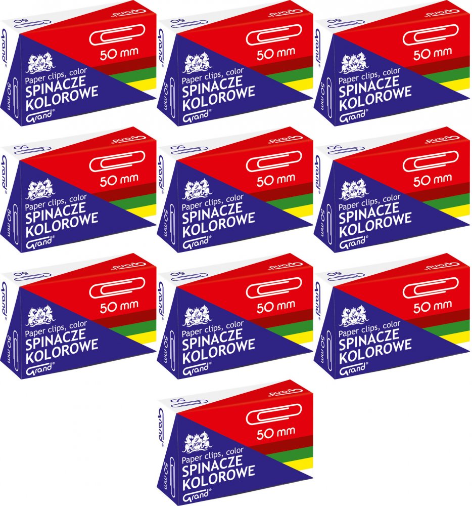10x Spinacz Grand R-50, okrągły, 50mm, 50 sztuk, mix kolorów