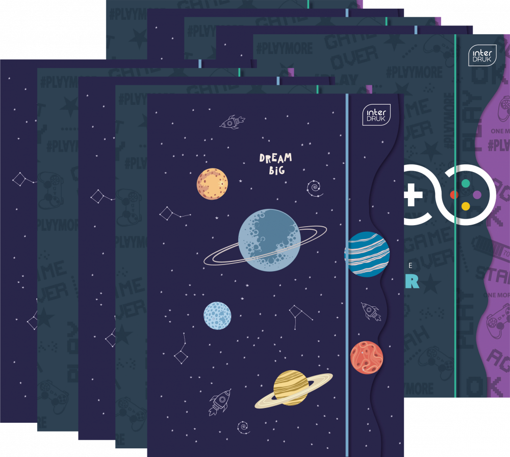 10x Teczka z gumką Interdruk Shape Boys, A4 +, mix wzorów