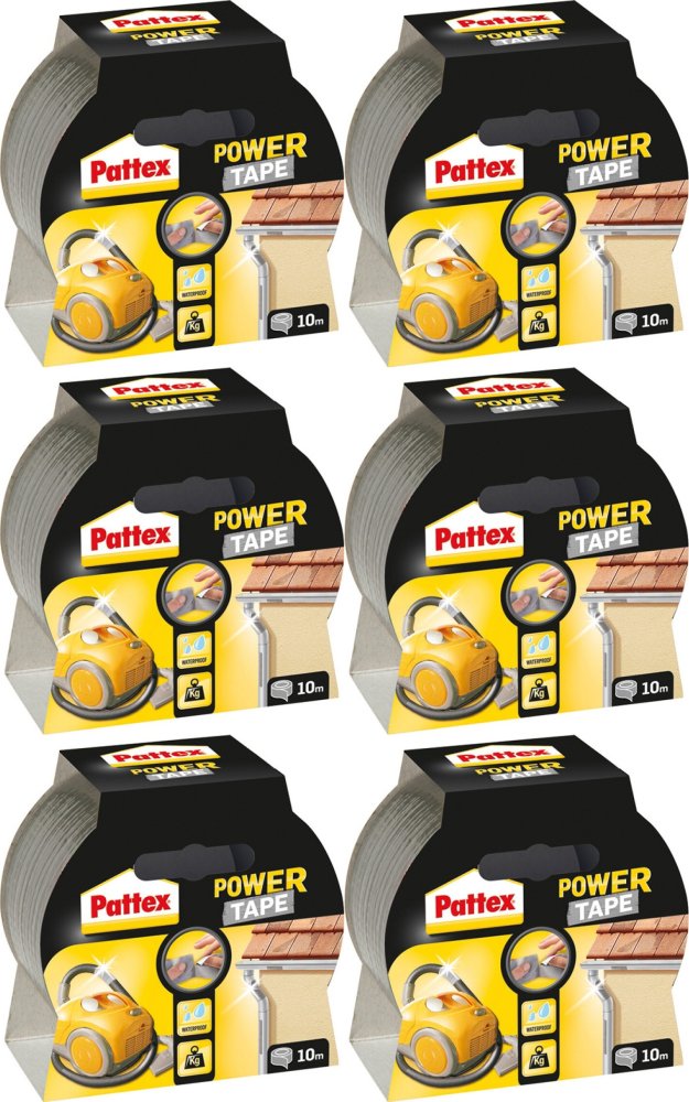 6x Taśma naprawcza Pattex Power Tape, supermocna, 48mm x 10m, srebrny