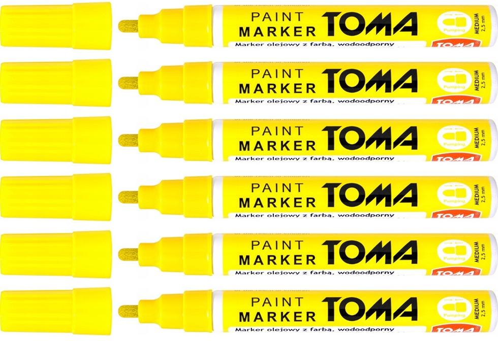 6x marker olejowy Toma TO-440, okrągła, 2.5mm, neonowy żółty