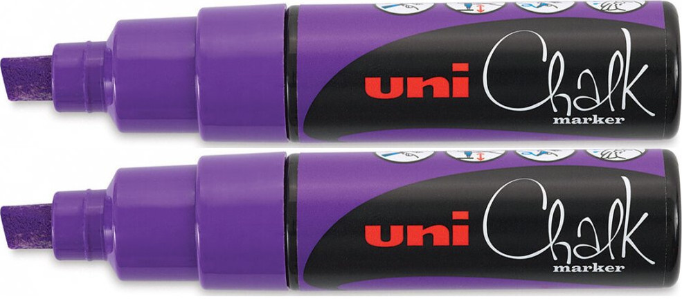 2x Marker kredowy Uni PWE-8K, ścięta, fioletowy