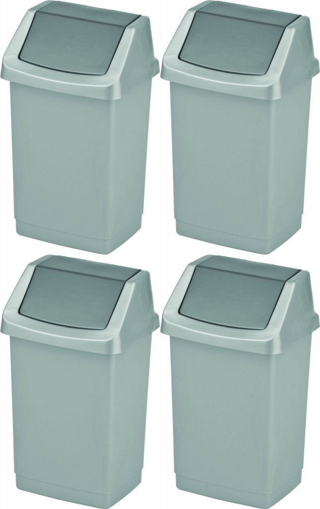 4x Kosz na śmieci Curver Click-It, z pokrywą, 50l, srebrny