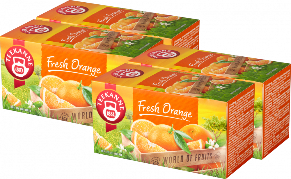 4x herbata owocowa w kopertach Teekanne Fresh Orange, pomarańcza, 20 sztuk x 2.5g