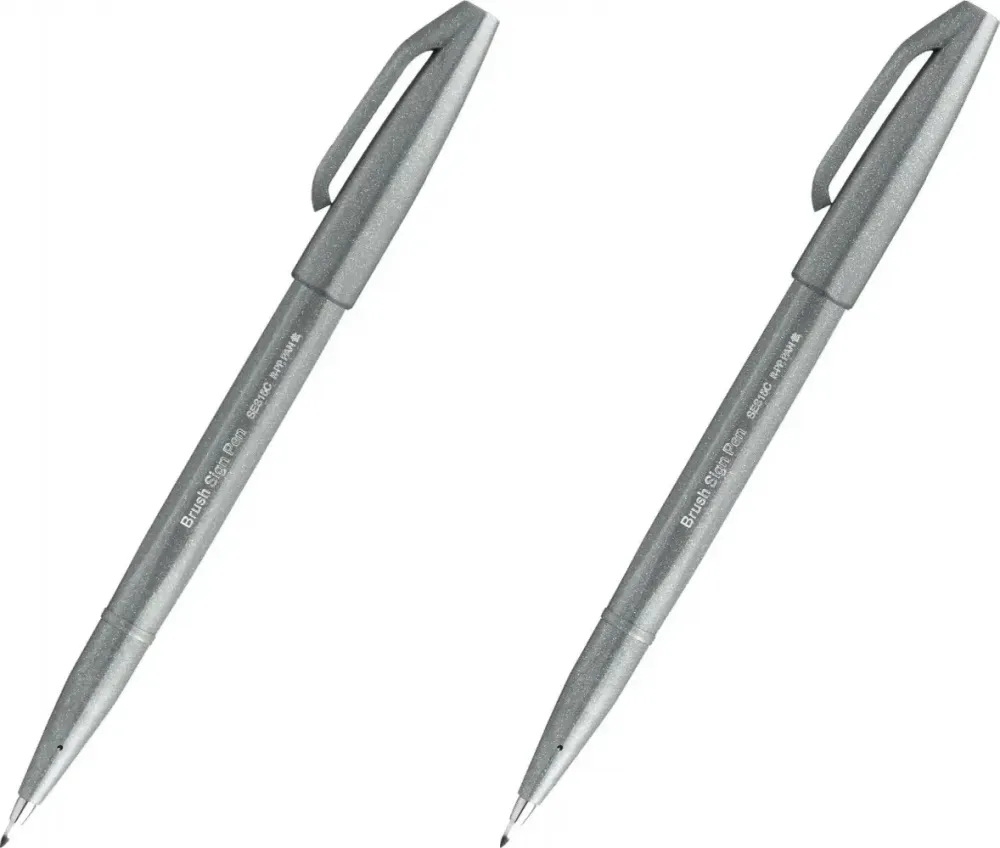 2x Pisak pędzelkowy do kaligrafii Pentel Brush Sign Pen SES15C, 2.07mm, szary