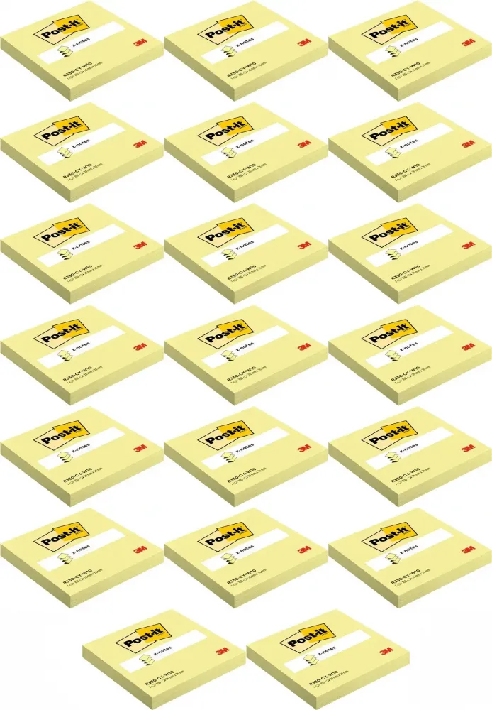20x Karteczki samoprzylepne Post-it Z-Notes, 76x76mm,100 karteczek, kanarkowy żółty