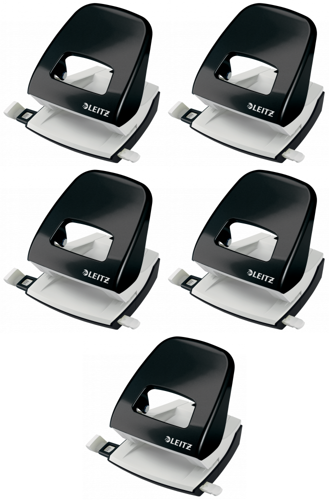 5x Dziurkacz Leitz Wow NeXXt, do 30 kartek, metaliczny czarny