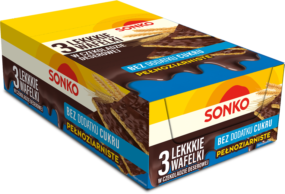 11x Lekkkie wafelki Sonko, w czekoladzie deserowej, bez dodatku cukru, 3 sztuki, 36g
