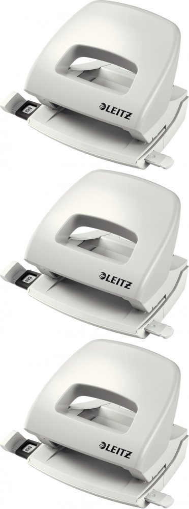3x Dziurkacz Leitz New NeXXt, średni, do 16 kartek, jasnoszary